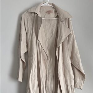 Light Taupe Draped Trench Coat by